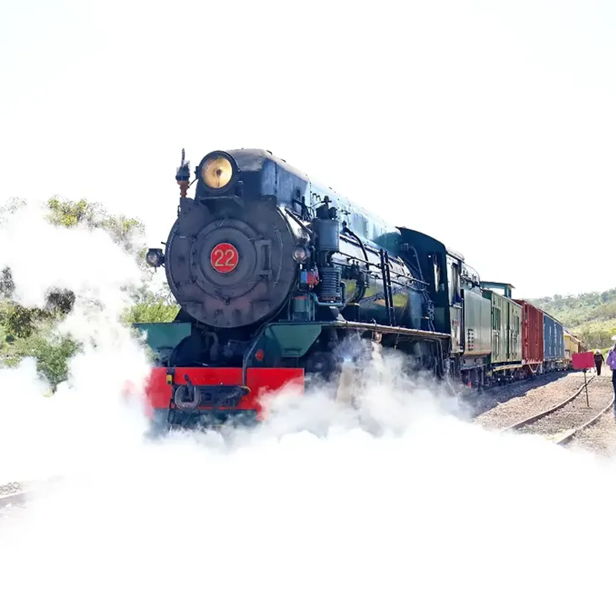 heritage steam locomotive with passengers