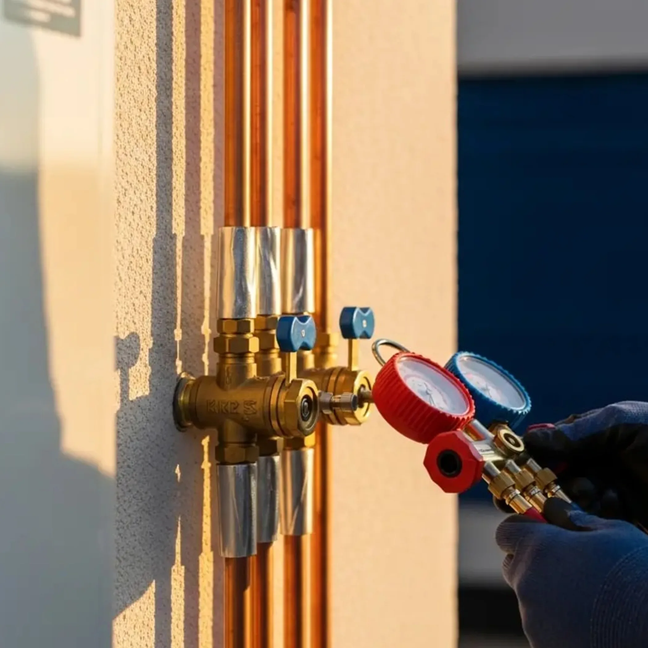 gas piping undergoing pressure testing